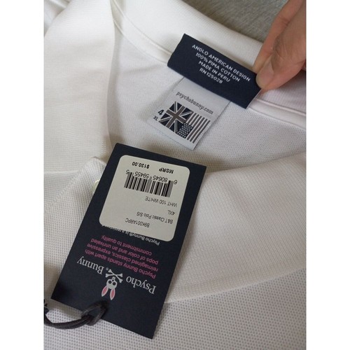 Psycho Bunny Men 4XL Short Sleeve White Knit Polo - Picture 6 of 9