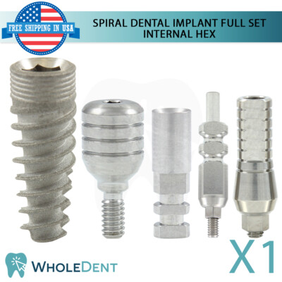 X1 Dental Spiral Int Hex 2.42mm Titanium Sterile Anodized Full Set