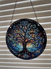 Tree Of Life Round Sun Catcher Multi Coloured Hanging Decor 15 cm Indoor/Outdoor