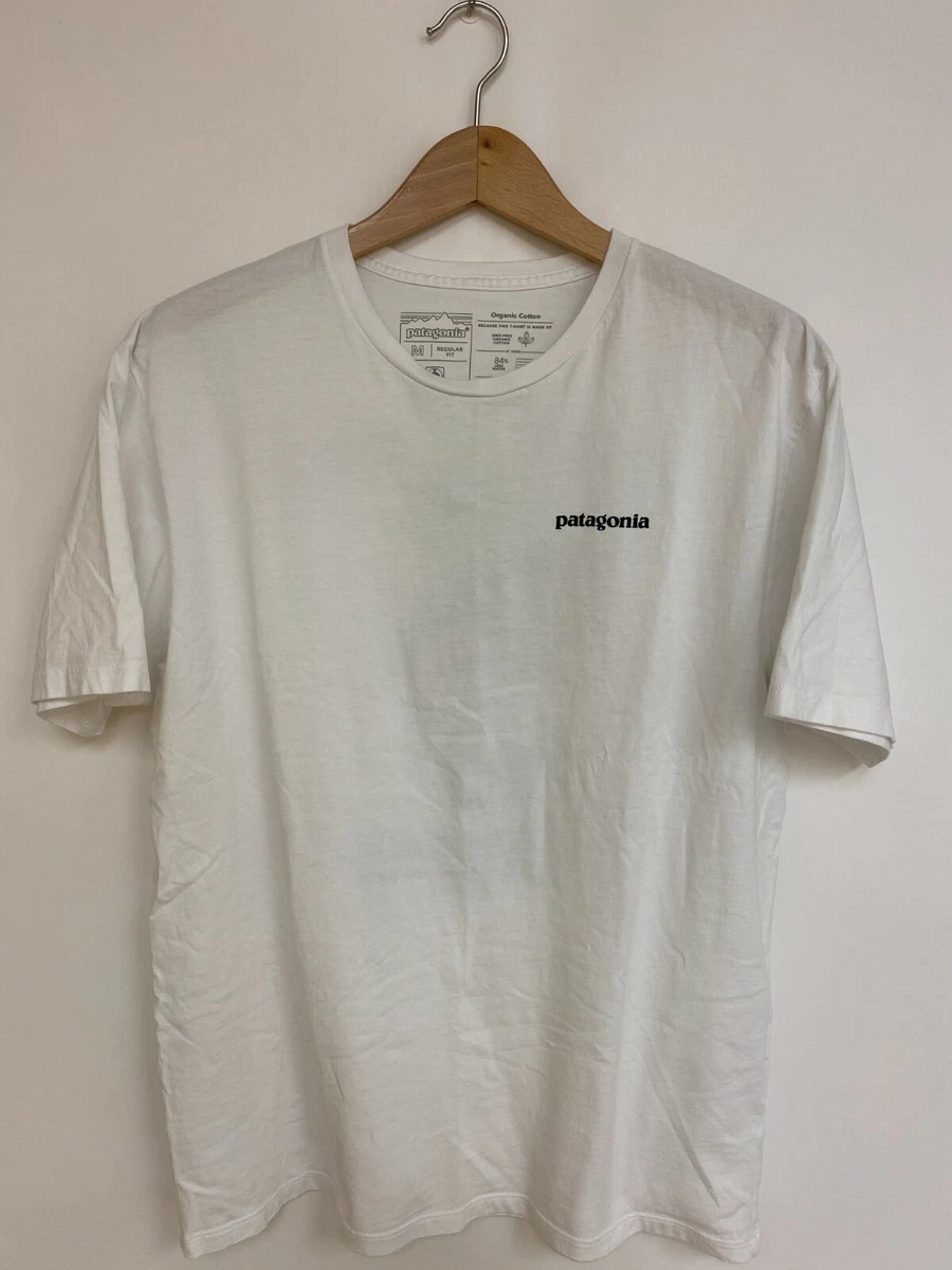 PATAGONIA Space Fly White Organic T Shirt Fly Fishing Trout Tesla Elon  SpaceX M