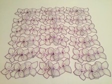 Lot Of 18 Sheer Triple Flower Light Purple Embroidered Sew On Applique