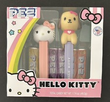 Hello Kitty Polka Dot Pink Bow & Puppy Pez 2 Pack Dispenser New