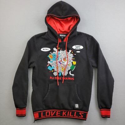 Makobi Hoodie Adult Small S Black Jacket Love Kills M4212 No Fake