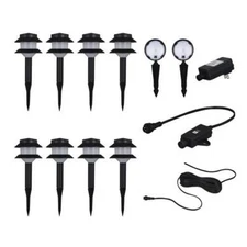 10 Piece Set 9" Black Textured Low Voltage LED Garden Path Landscape Light 
