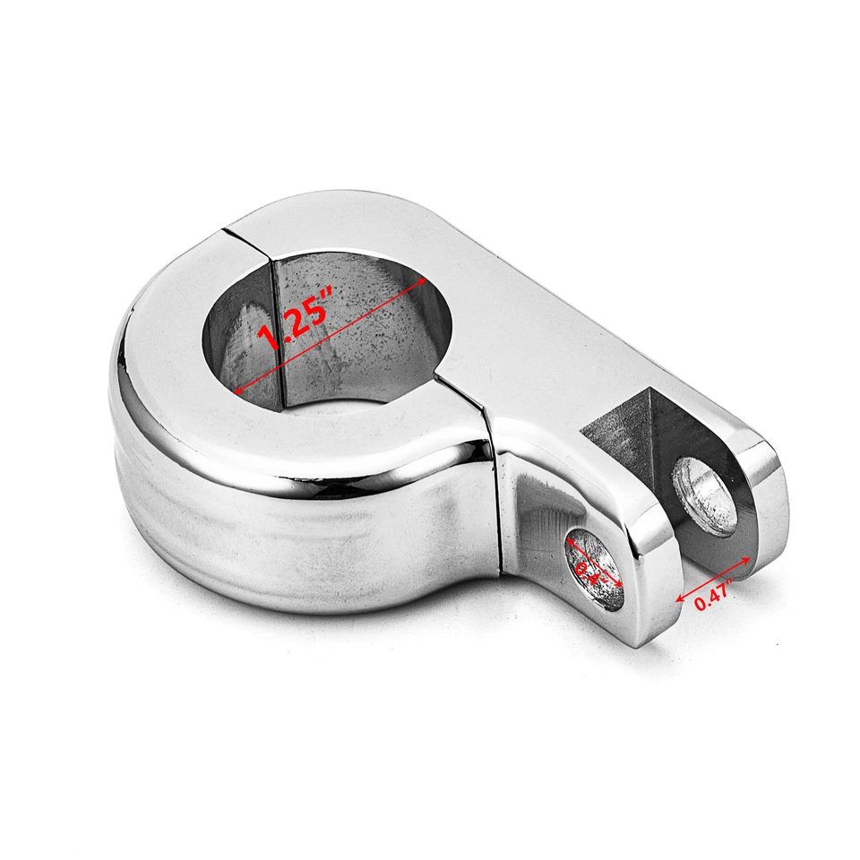 Abrazaderas de soporte de reposapiés clavija de motor de barra cromadas para motocicleta de 1,25" Foto 2 de 4