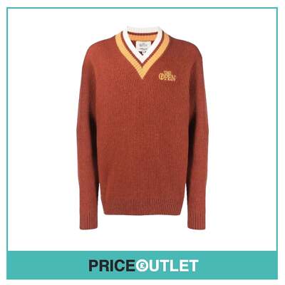 Manors Golf 'the open' V Neck Jumper Russet Size M BRAND NEW WITH  TAGS UK
