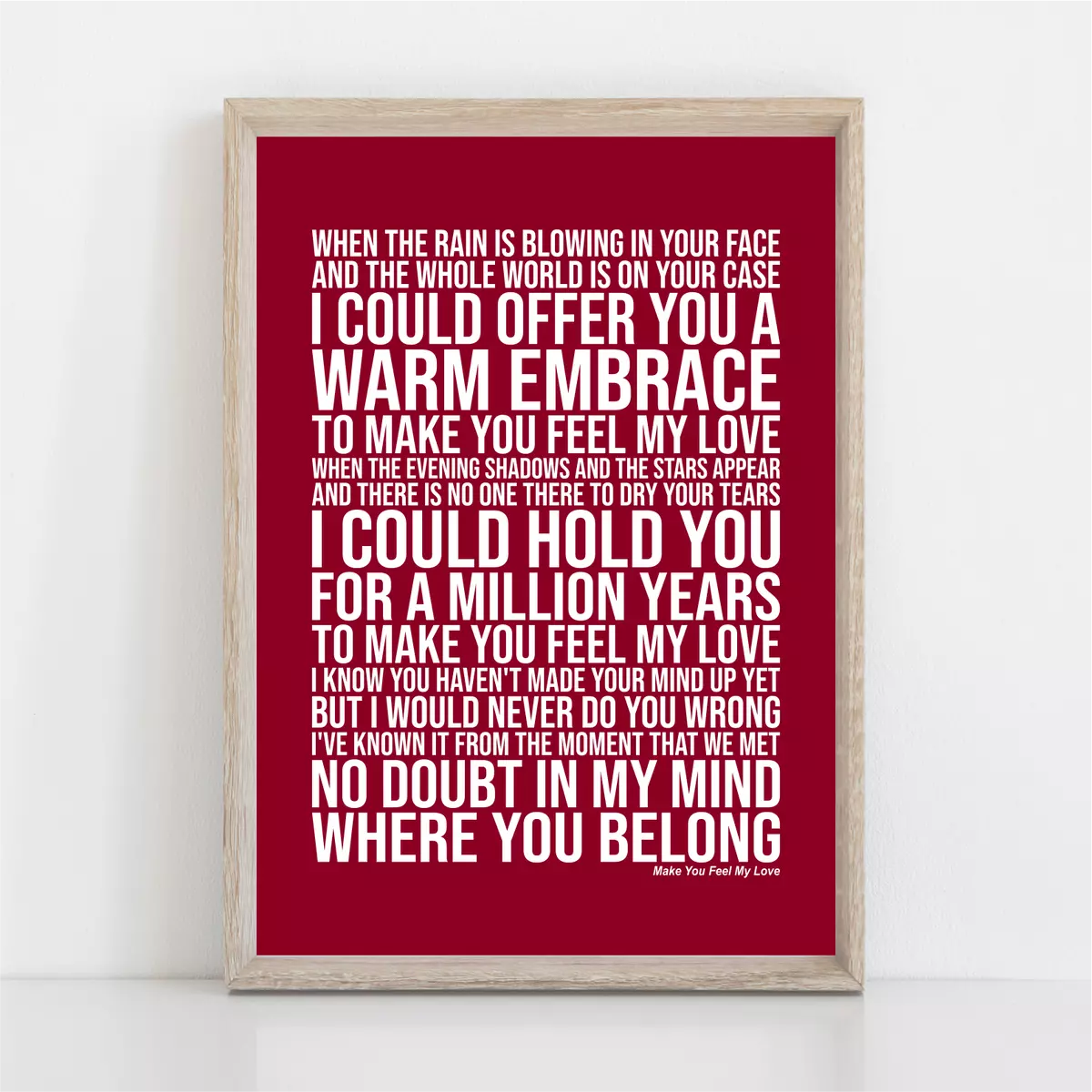 Adele 'make You Feel My Love' Song Lyrics Print 