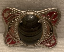 TIGER EYE STONE SOUTHWESTERN DESIGN BELT BUCKLE Silver Tone a41