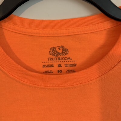 Fruit of the Loom Neon Orange Short Sleeves Tee T-Shirt men's size