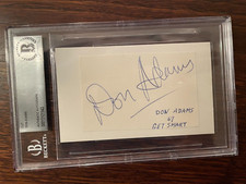 1967 DON ADAMS GET SMART AGENT 99  SIGNED CUT ON INDEX CARD BECKETT SLABBED