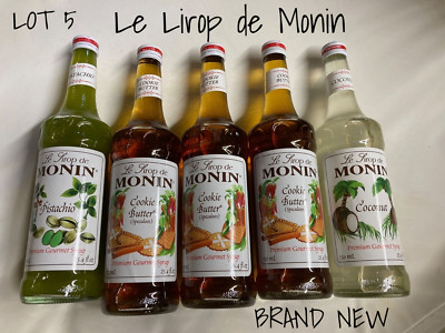 Le Lirop Monin Gourmet Syrup Set Cookie Butter, Pistachio, Coconut Flavors Lot 5