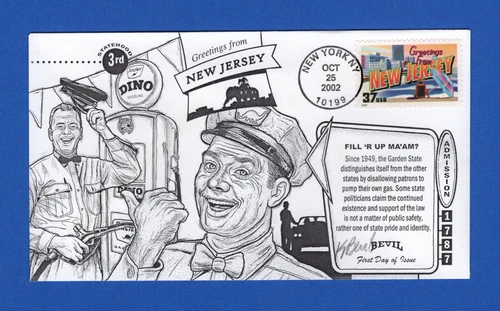 Scott 3725 37c Greetings from New Jersey Unpainted First Day Cover by Bevil