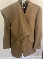 Men  s VTG 2 Pc Suit Wool Silk Sharkskin Jones NY 42R 36  W X 30  Inseam Olive