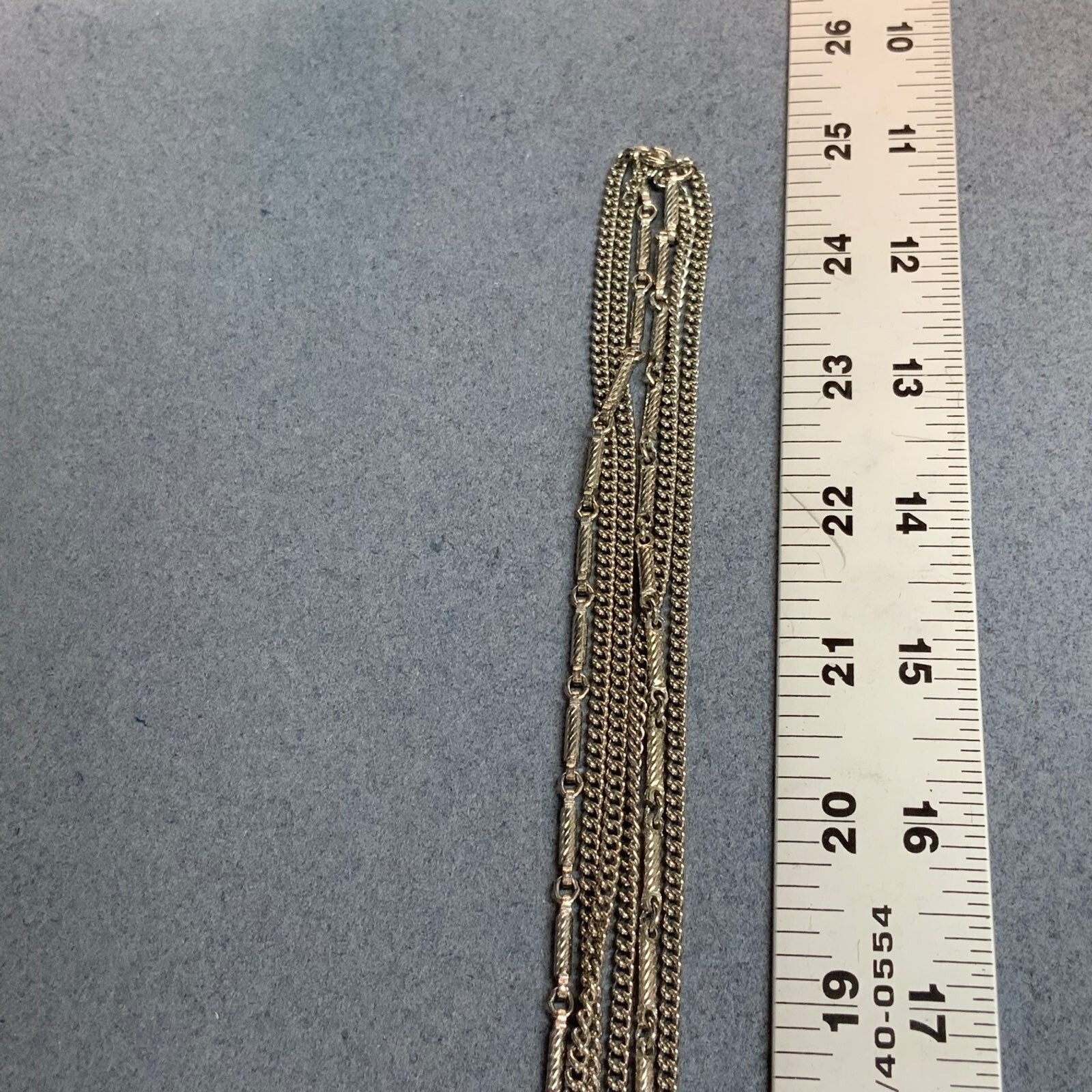 Multi Strand Long Necklace Silver Rectangle Flowe… - image 7