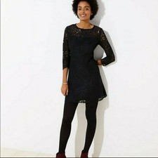 Loft Ann Taylor Black Lace Sheath Dress Lined Size 2 