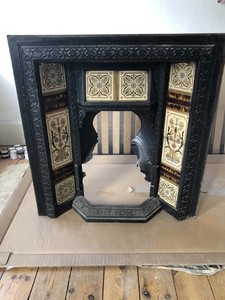 Antique Victorian Cast Iron Tiled Fireplace Insert Ebay