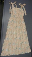 Anthropologie Gal Meets Glam Sz 4 Pink Floral Cotton shoulder tie Maxi Dress NEW