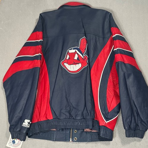 Cleveland Indians Guardians Starter Vtg MLB Leather Varsity Jacket Sweater Coat - Picture 8 of 17