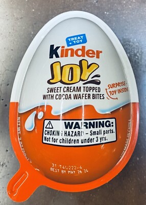 KINDER JOY Treat + Toy Sweet Cream Topped With Cocoa Wafer Bites .7 oz 1 EGG NEW