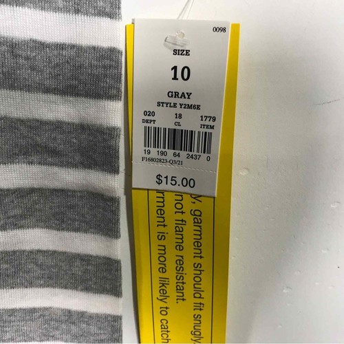 Target Striped Two-Piece Sleep Set, Unisex Kid's Size 10 - White/Grey - Picture 3 of 10