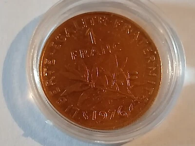 1 franc 1976 doré or fin - Photo 1/2