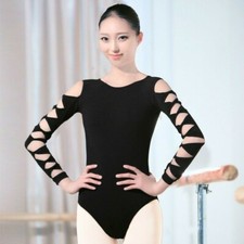 Adult Lady Ballet Dance Dress Hollow Sleeve Lyrical Leotard Gymnastics Wear Sexy