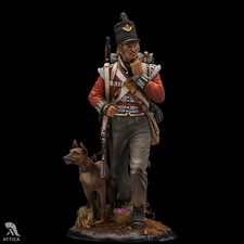 British soldier with mongrel 75mm Painted Miniature Toy Soldier Pre-Sale Art