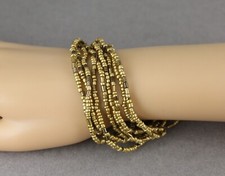 9 dark Gold seed bead stretch set beaded stack stretchy small beads bracelet set