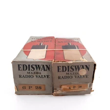 2 X 6P28 EDISWAN MAZDA TUBE. DUAL GETTER. NOS/NIB. AI  ENA