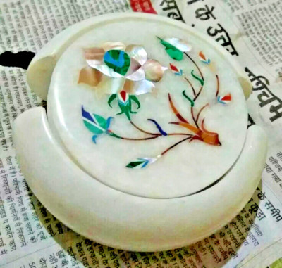 Marvelous Marble Inlay Tea Coffee Coaster Set Kitchen table use Home Decor p10
