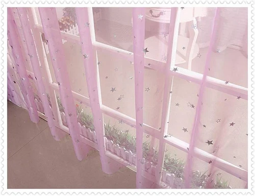 Elegant Star Printed Sheer Curtains Rod Pocket Fresh Tulle Voile Gauze 1 Panel - Picture 17 of 48