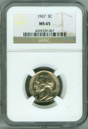 1967 NGC MS65 Jefferson Nickel, Business Strike, Low Pop, Nice!