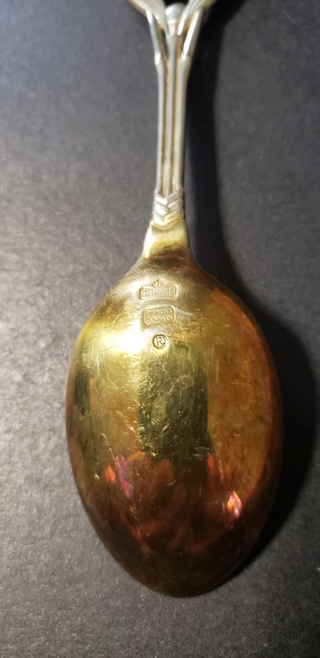 Cuchara de Navidad danesa A. Michelsen 1918 de plata de ley dorada muérdago Foto 4 de 4