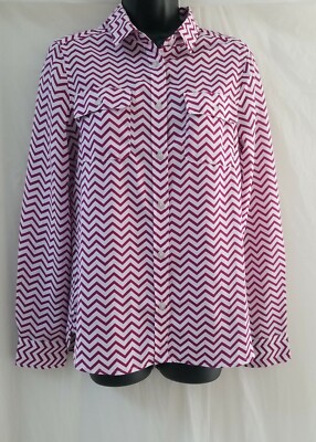 American Eagle AEO Blouse Sz Small Plum Pink Striped Long Sleeve Sheer
