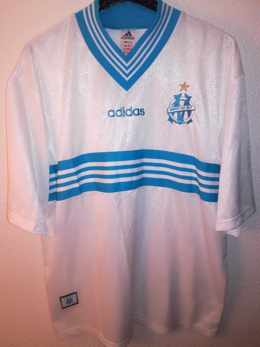 Maillot Olympique De Marseille Domicile 1996/1997 - Adidas Taille M, Blanc, édition Vintage