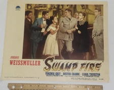 SWAMP FIRE LOBBY CARD 2 MOVIE POSTER WEISSMULLER 1946 PARAMOUNT 14x11 ORIGINAL