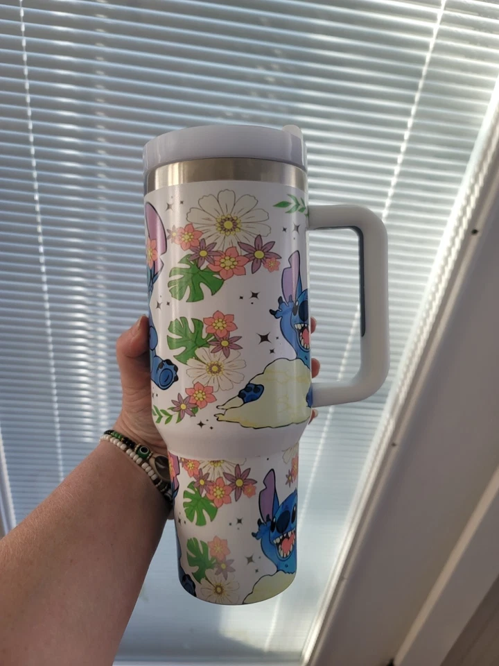 Vaso Dupe 40oz verde brillante azul alienígena con gafas inspirado Foto 4 de 4