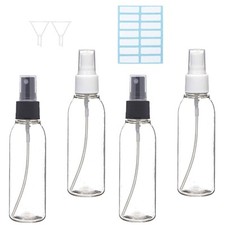 Spr&uuml;hflasche 100ml transparent klein Set mit Trichter und Etikett mehrfach ve...