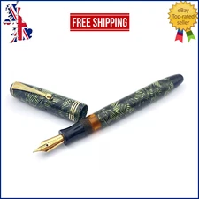 VINTAGE WEBSTER PARKER TELEVISOR FOUNTAIN PEN STRAITED GREEN 14K MEDIUM NIB USA