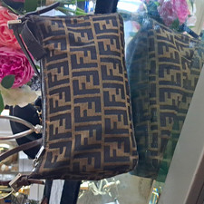 Fendi Zucca FF Monogram Brown Shoulder Bag Zi...