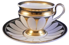 Antique 19thC KPM Berlin Porcelain White & Gold Cup & Saucer Porzellan Tasse #6