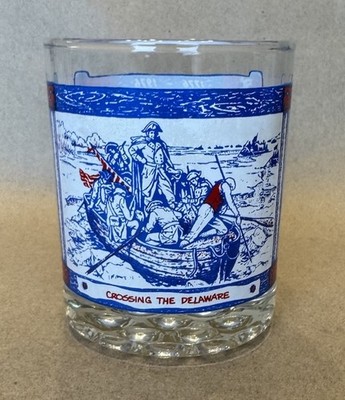 Bicentennial George Washington  Crossing The Delaware  11oz Whiskey Rocks Glass