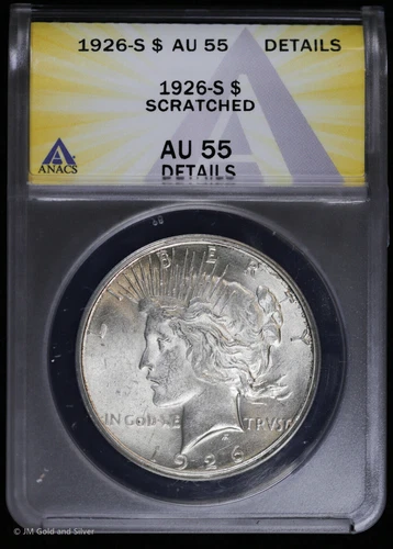 1926-S $1 Peace Silver Dollar ANACS AU 55 Details