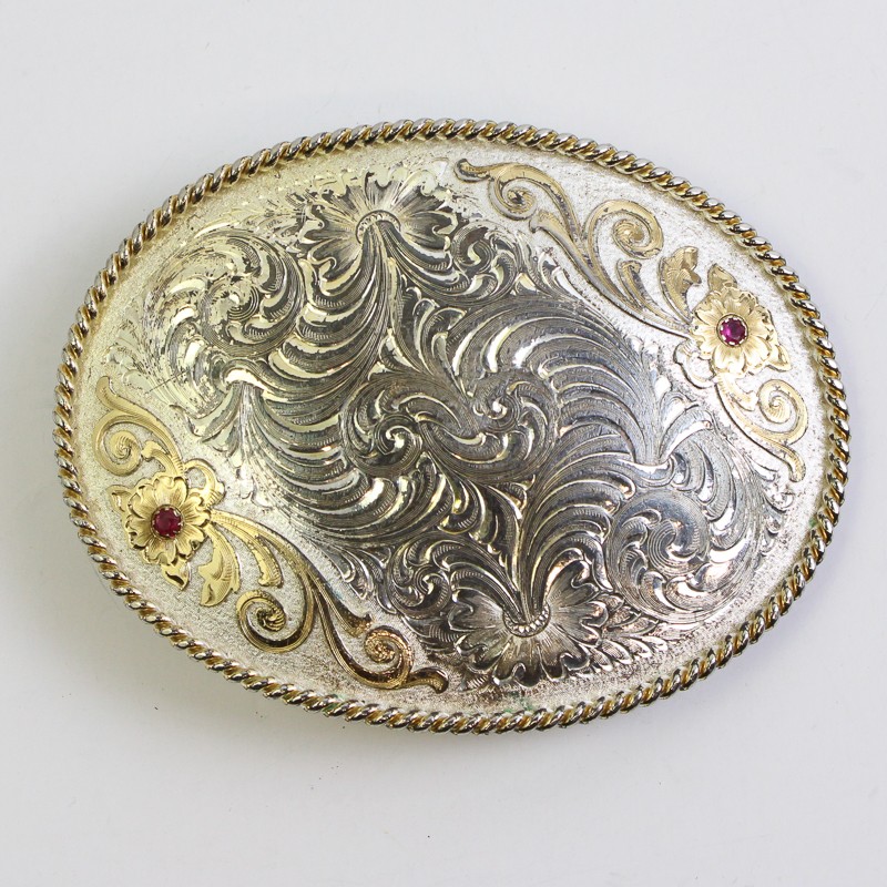 Montana Silversmiths Oval Flower Swirl Silver Plated 2  display picture 2