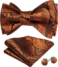 Bow Ties for Men Paisley Self Tie Bowtie Pocket Square Cufflinks Set Classic Wov