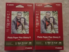 Canon Pixma PP-201 Photo Paper Plus Glossy II 4"x6" 100 Sheets x2 New Sealed