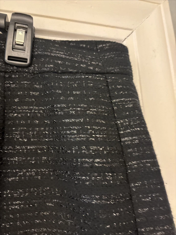 Falda lápiz Nordstrom Trina Turk negra metálica plateada tiro alto talla 12 fiesta Foto 3 de 4