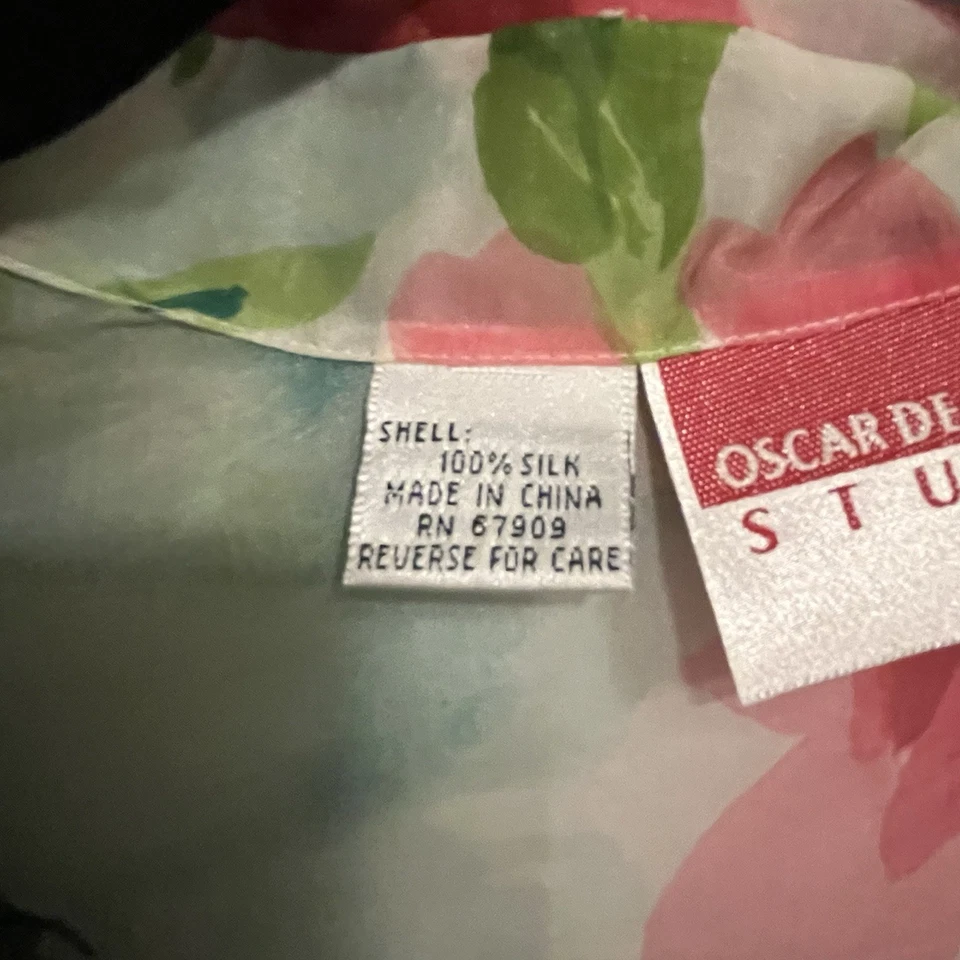 Juego de 2 vestidos plumero floral vintage Oscar de la Renta Studio 100 % seda talla 10 Foto 4 de 4