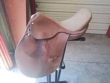 Light Brown Leather Saddle No Stirrups 16" Equestrian Lightweight Seat Saddle