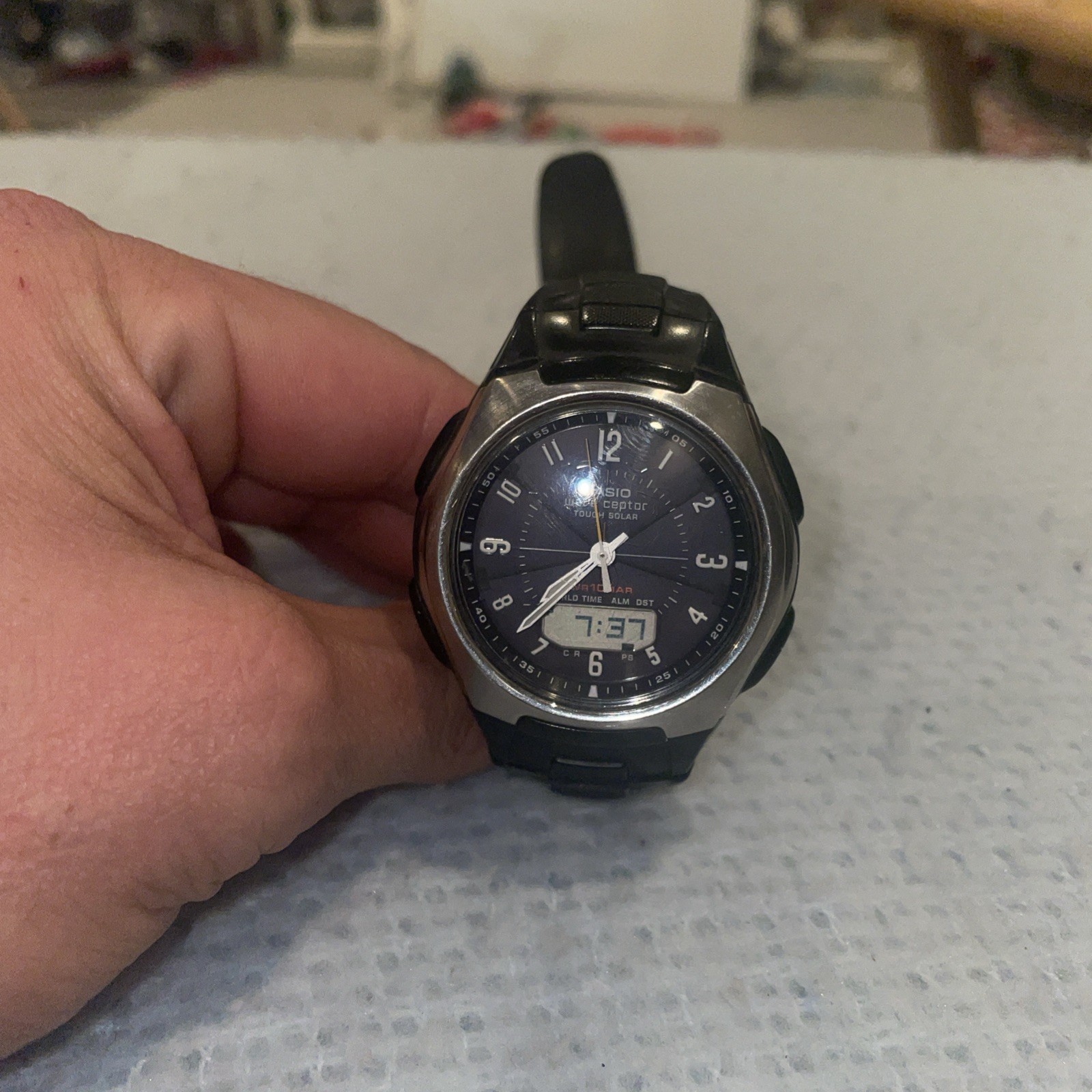 WVA-430J Casio Tough Digital Waveceptor Men's Solar Black Mint!!! Analog Watch - vintagewatches.pk